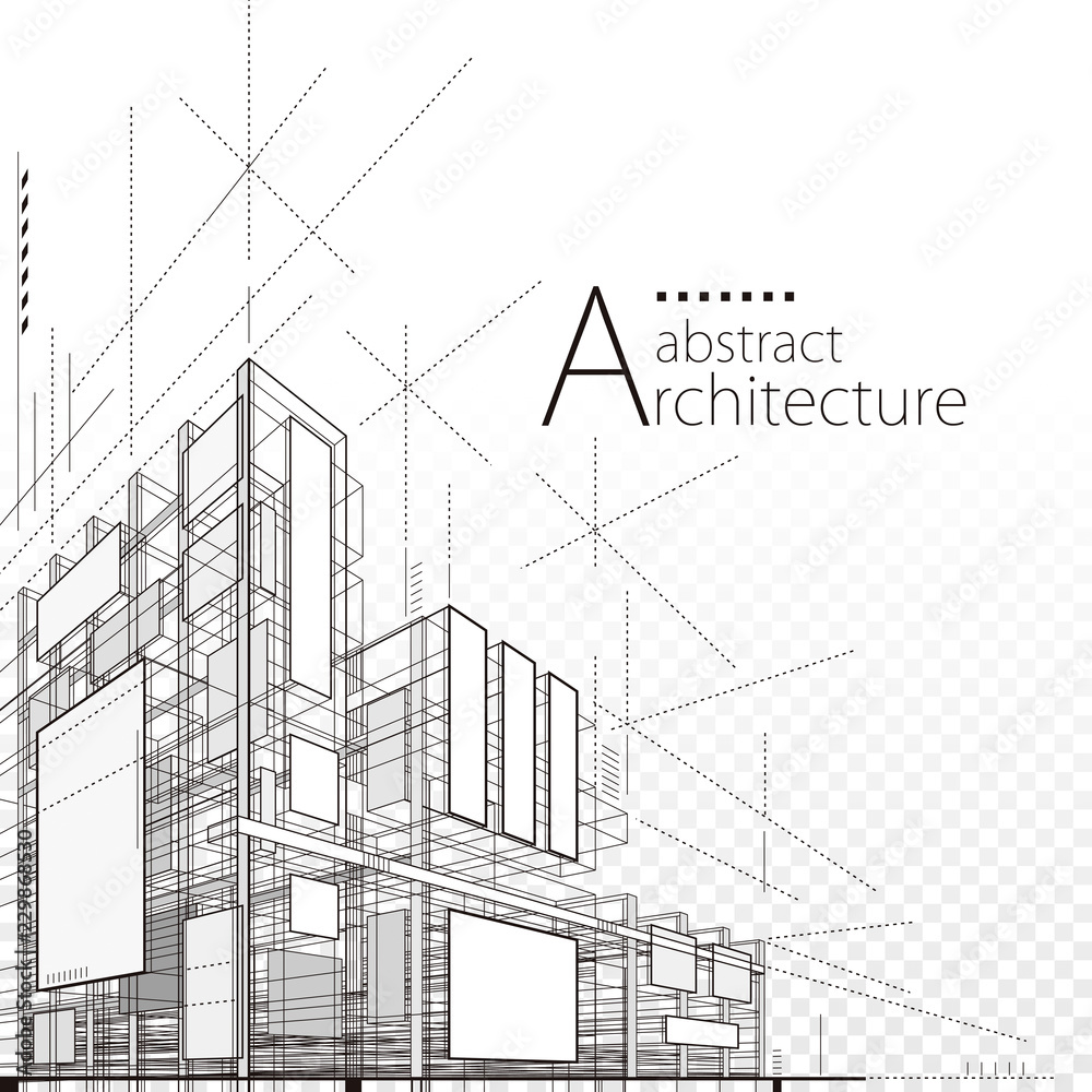 Fototapeta premium Architektura budynku budowy 3D projekta abstrakta miastowy tło.