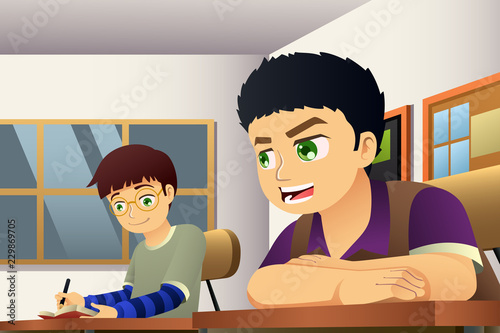 Students in a Classroom Illustration