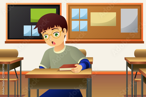 Student in The Classroom Illustration