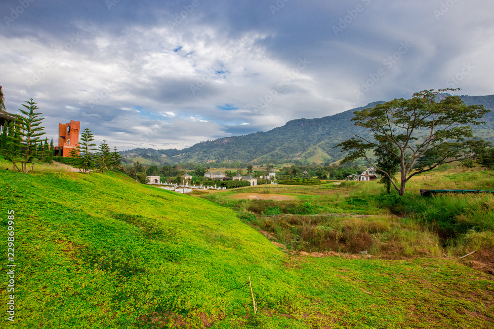 The Blue sky resort Khao Kho - Phetchabun: November 6, 2018, the middle of the valley, visitors to Tambon Khaem Son, Amphoe Khao Kho, Thailand The Blue sky resort Khao Kho - Phetchabun: November 6, 2018, the middle of the valley, visitors to Tambon Khaem Son, Amphoe Khao Kho, Thailand