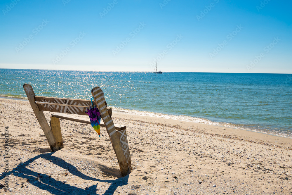View of a deserted beach on a sunny morning