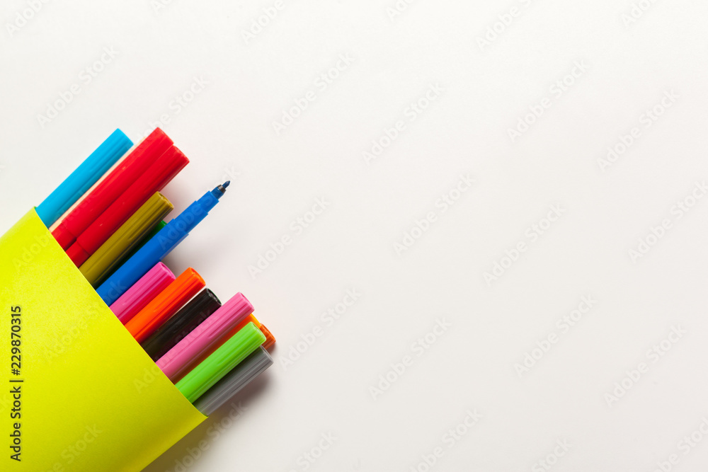 Fototapeta premium Colorful Felt Tip Pens isolated on a white background close up