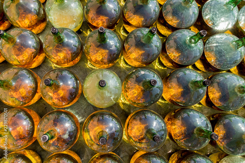 -Vi ranci- a special matured wine exposed to elements inside glass carafes during a whole year before aging inside oak casks, at the winemaking region of Priorat, Tarragona, Catalonia, Spain.dng