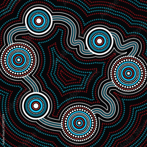 Aboriginal dot art vector background. Connection concept 