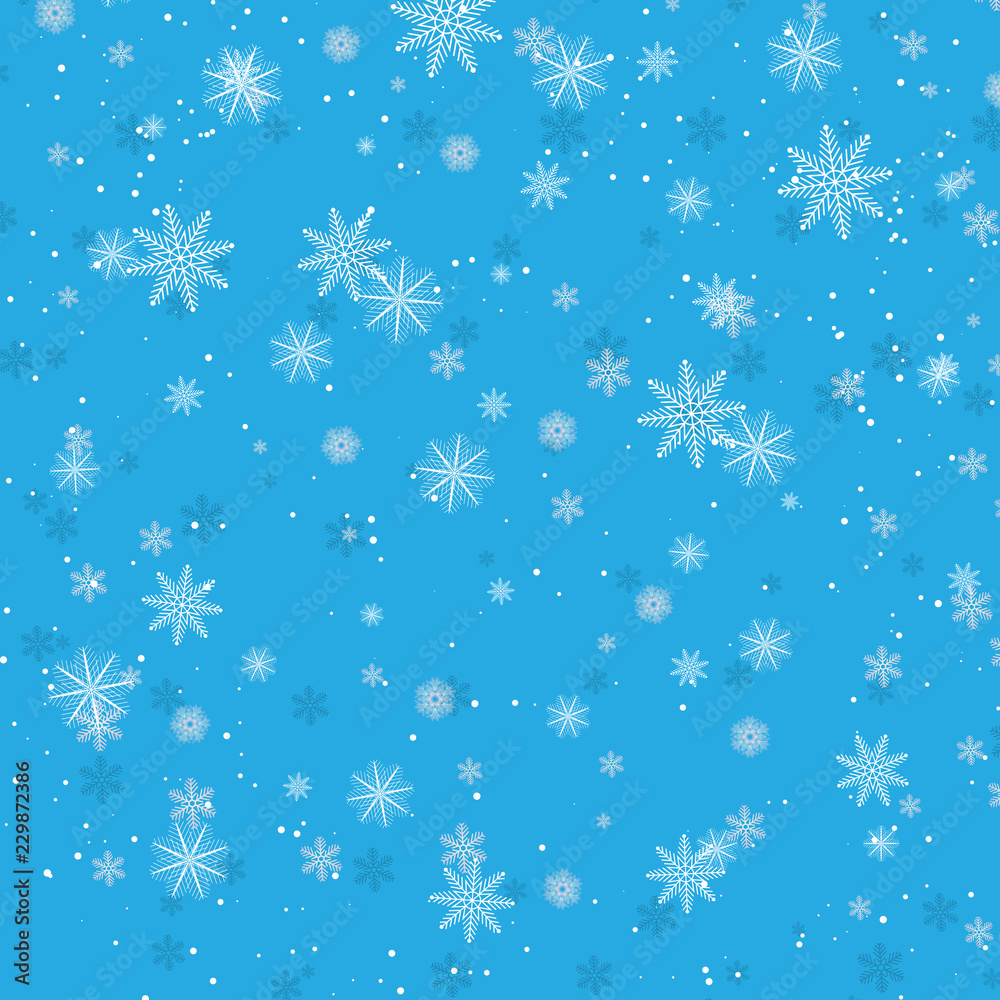 Winter blue background with snowflakes. Vector Illustration.