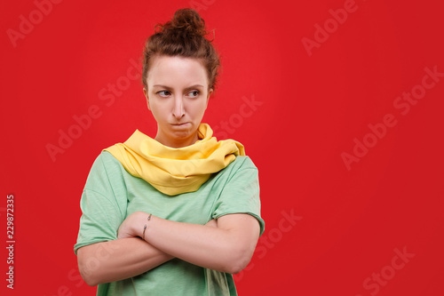Offended and distressed stylish young woman photo
