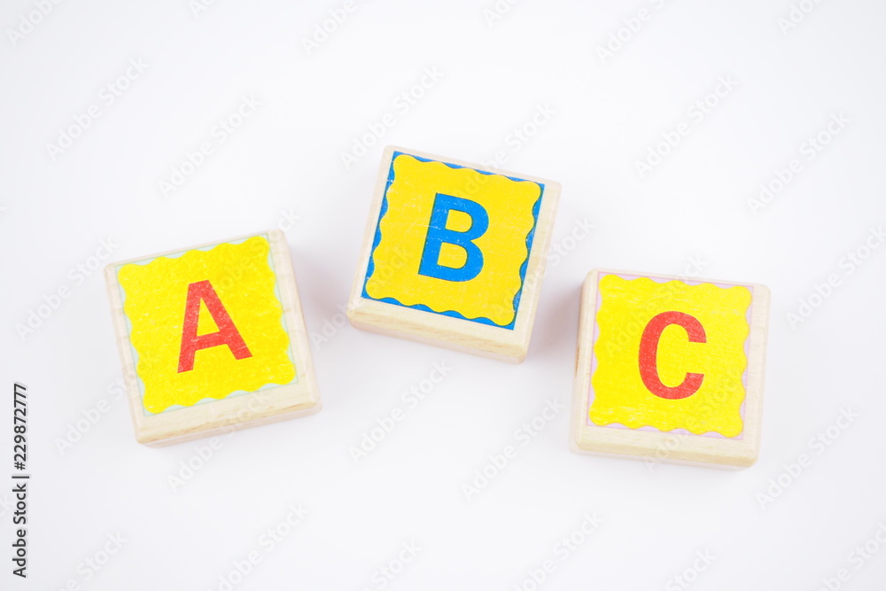 Toy block abc is on a white background. Toy block abc is on a white background.