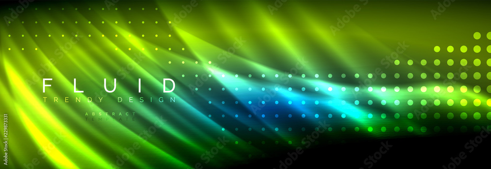 Obraz premium Liquid neon flowing waves, glowing light lines background