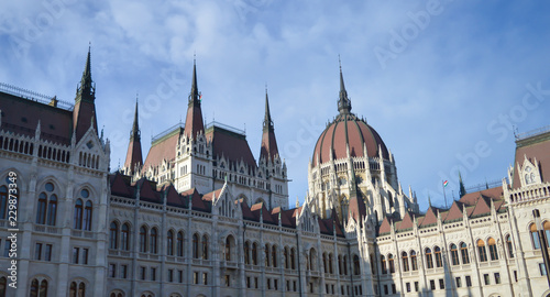 Exterior of Hungarian Parliament Building in Budapest on December 29, 2017.