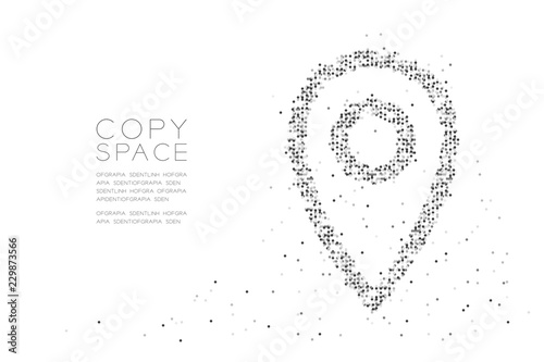 Abstract Geometric Circle dot pixel pattern GPS navigator icon shape, concept design black color illustration on white background with copy space, vector eps 10