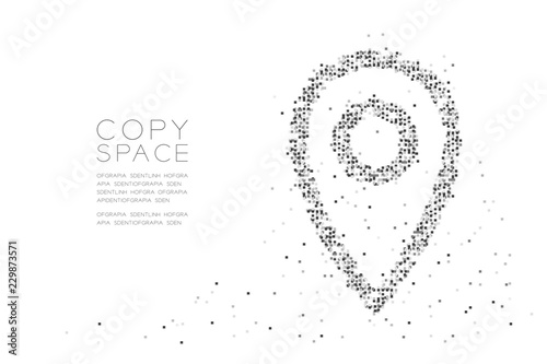Abstract Geometric Square box pixel pattern GPS navigator icon shape, concept design black color illustration on white background with copy space, vector eps 10