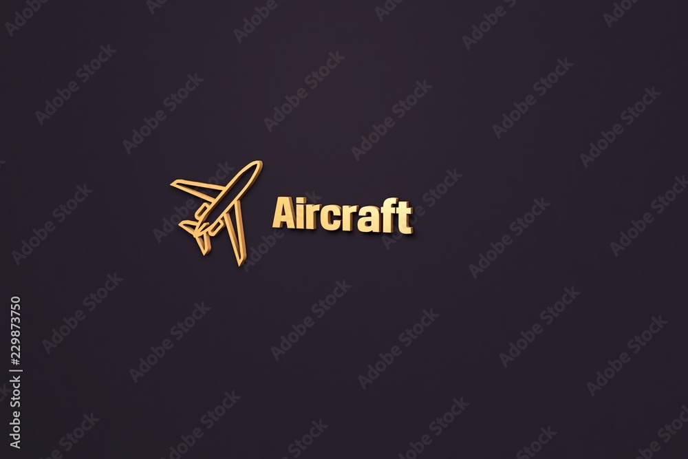 Illustration of Aircraft with orange text on dark background