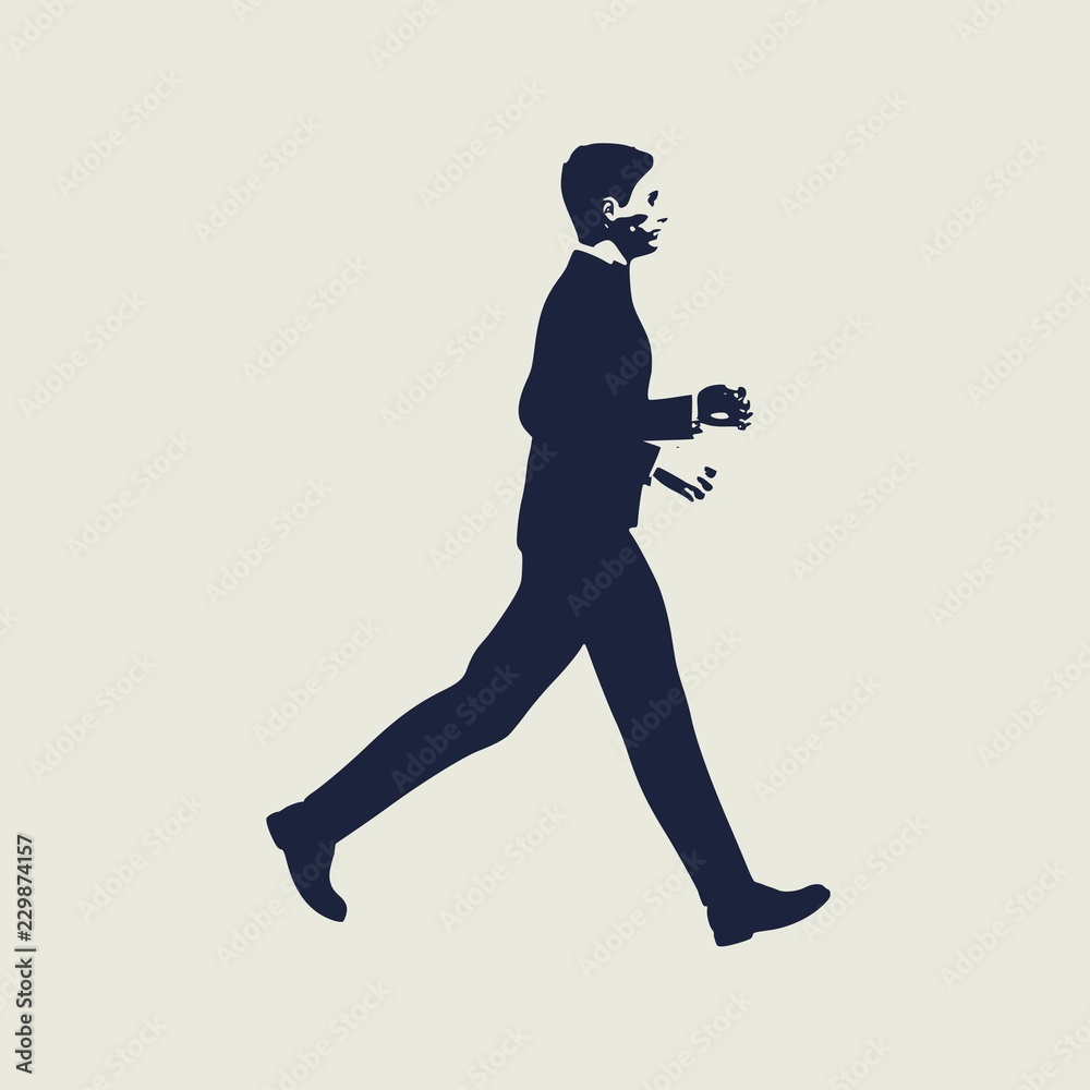 Businessman running forward. Abstract illustration. Modern lifestyle metaphor. Web icon with for application