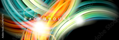 Mixing color waves on black, liquid flowing shapes