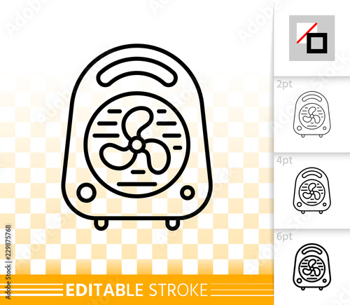 Heat Fan simple black line vector icon