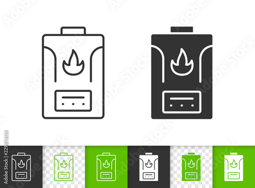 Gas Boiler simple black line vector icon