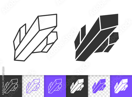 Crystal simple black line vector icon