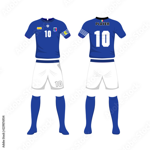 Uniform of football Italy sport design template.Sport uniform in front and back view.