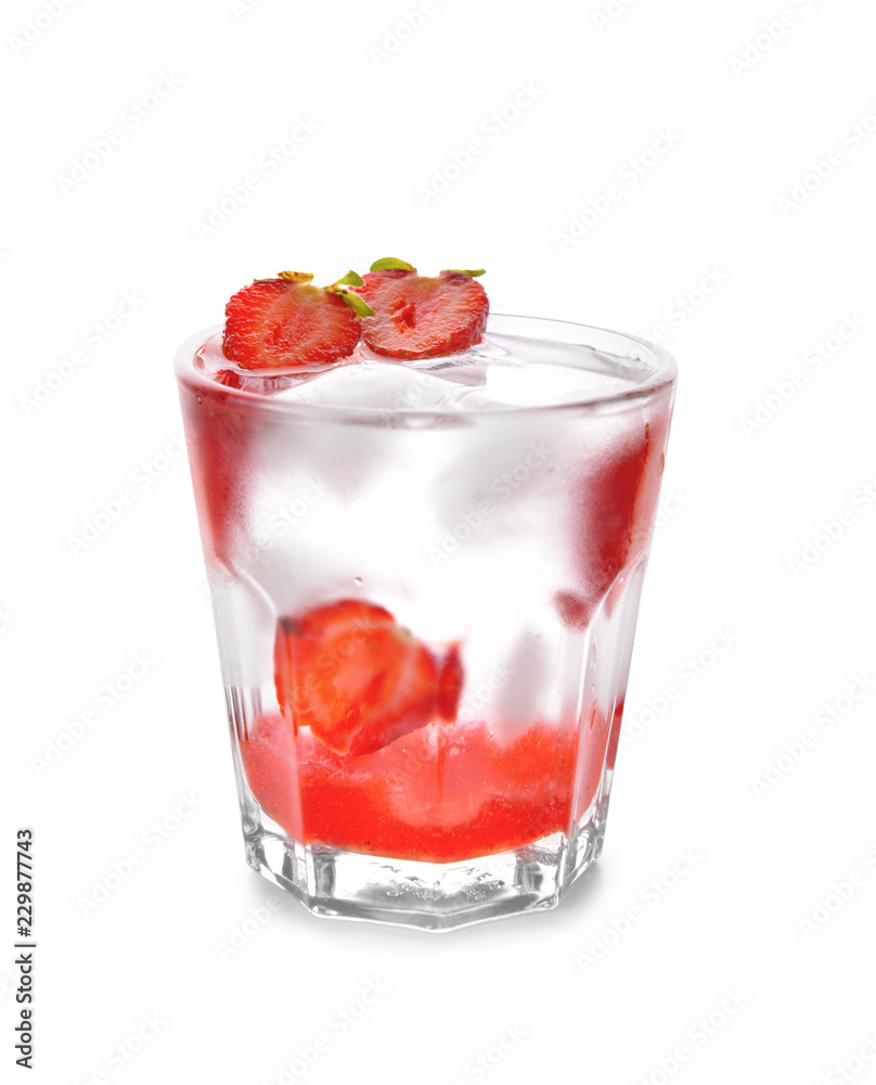 Fresh summer cocktail in glass on white background Fresh summer cocktail in glass on white background