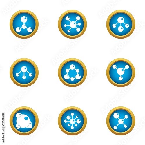 Chemical atom icons set. Flat set of 9 chemical atom vector icons for web isolated on white background © ylivdesign