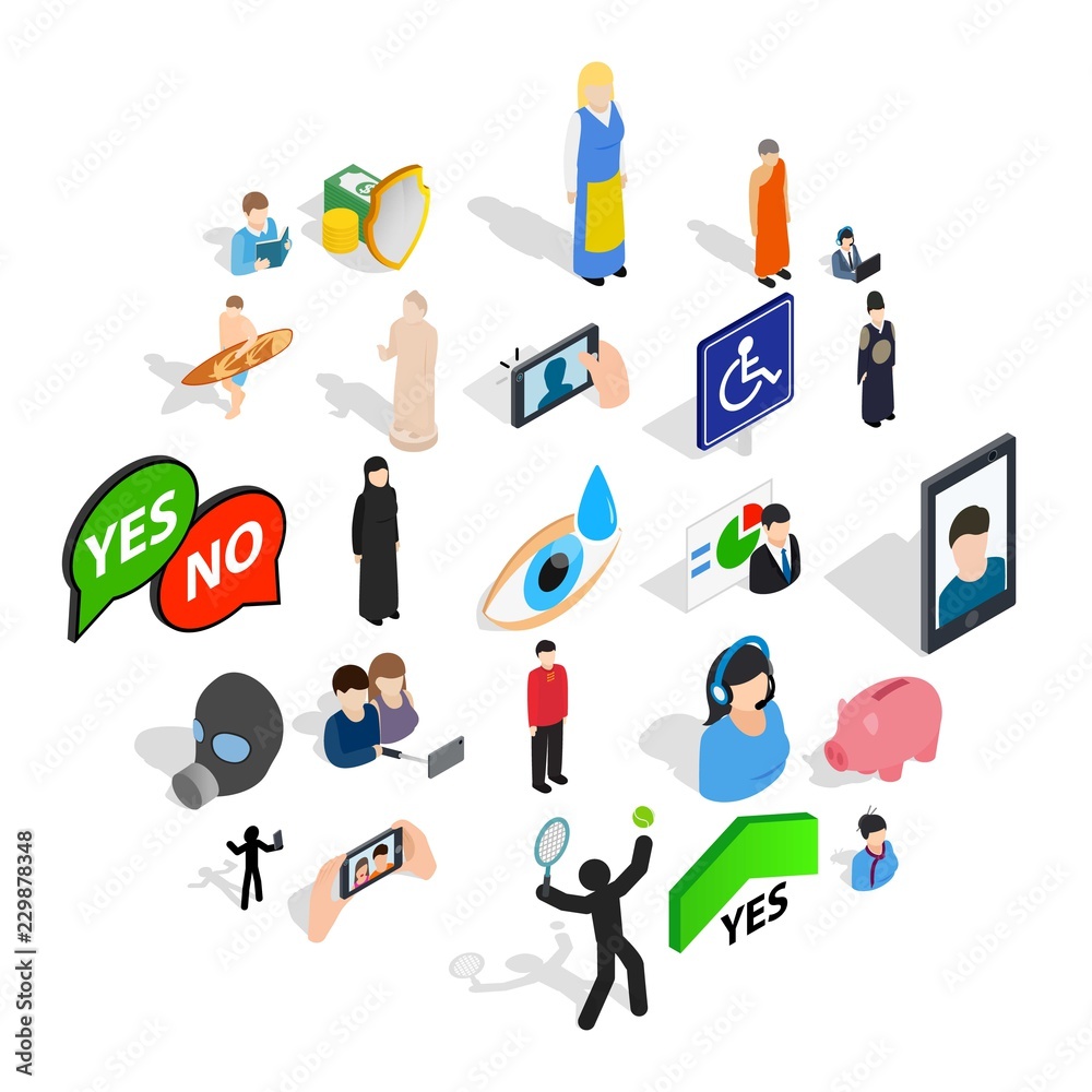Improved body icons set. Isometric set of 25 improved body vector icons for web isolated on white background Improved body icons set. Isometric set of 25 improved body vector icons for web isolated on white background