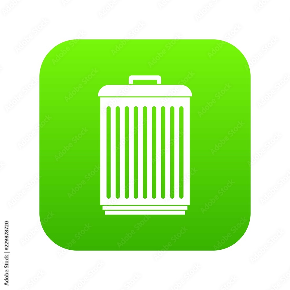 Trashcan icon digital green for any design isolated on white vector illustration Trashcan icon digital green for any design isolated on white vector illustration