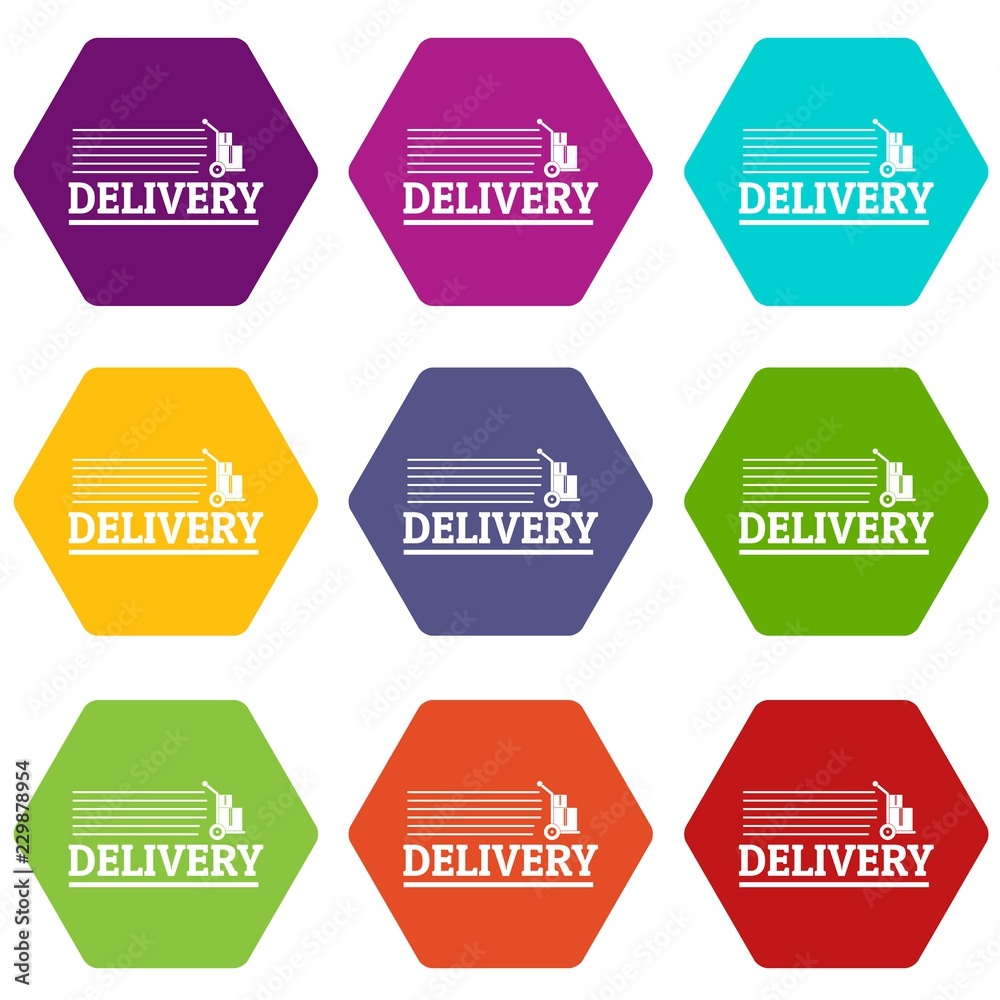 Delivery post icons 9 set coloful isolated on white for web Delivery post icons 9 set coloful isolated on white for web