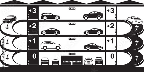 Multi-level  car parking - vector illustration