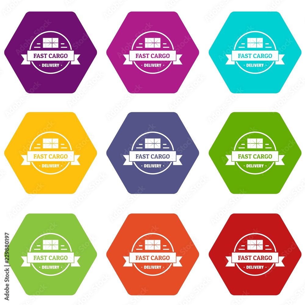 Fast cargo icons 9 set coloful isolated on white for web