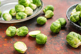 Fresh brussels sprouts on table