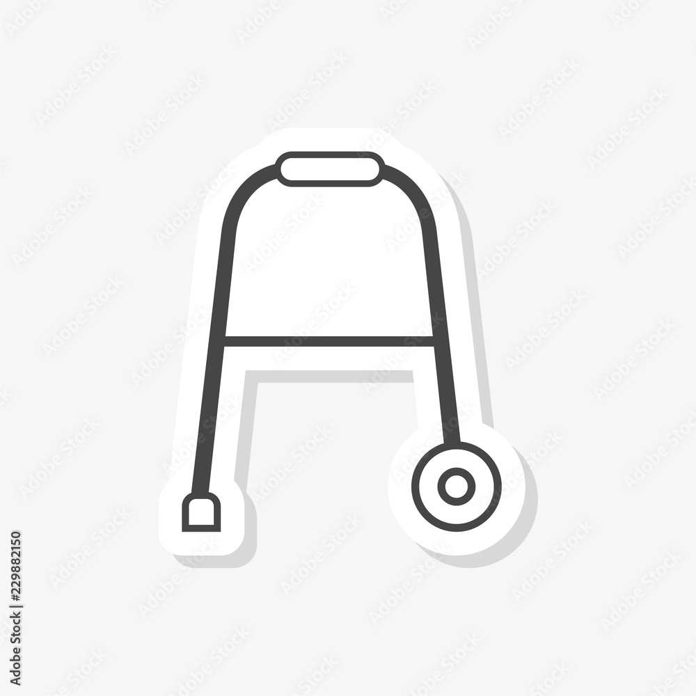 Rolling walker sticker isolated on white background Rolling walker sticker isolated on white background