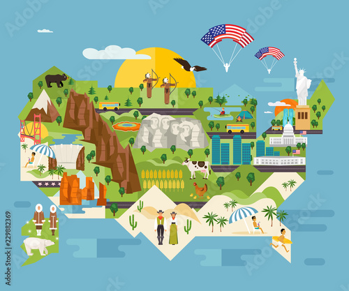 Attractions infographics about America vector