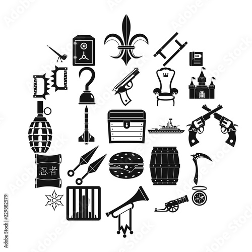 Armament icons set. Simple set of 25 armament vector icons for web isolated on white background