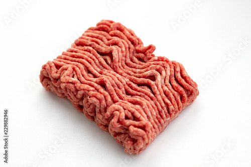 Minced meat, pork, beef, forcemeat, isolated on white background