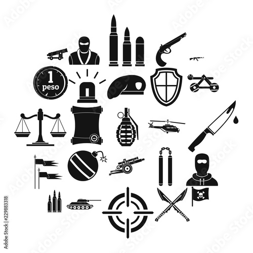 Armature icons set. Simple set of 25 armature vector icons for web isolated on white background