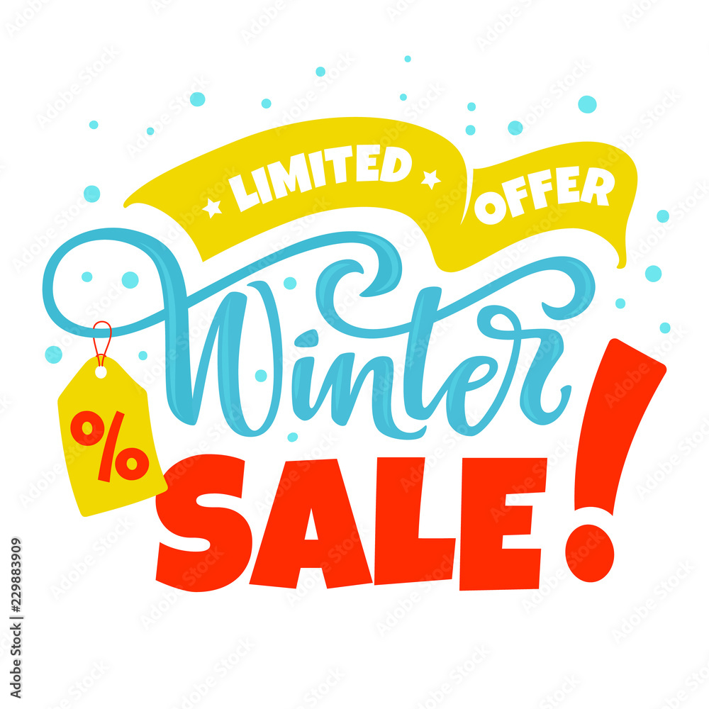Winter Sale limited offer vector illustration. Promo banner design template.