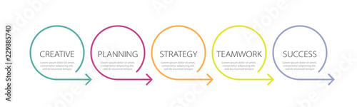 Thin line infographic template with 5 steps. Modern business concept infographics with options for brochure, diagram, workflow, timeline. Vector EPS 10