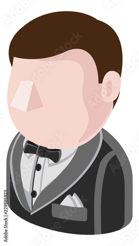 A Secret Agent man in a black bow tie and suit avatar cartoon person icon emoji