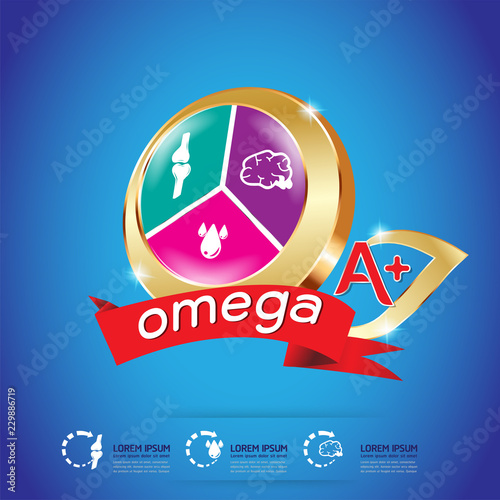 Omega Vitamins Calcium or Nutritions Logo Vector Background Products for Kid