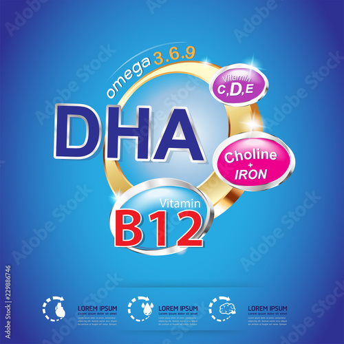 Omega Vitamins Calcium or Nutritions Logo Vector Background Products for Kid