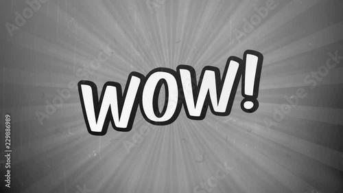 Retro comic exclamation text wow looped animation