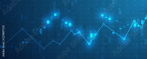 Stock market graph or forex trading chart for business and financial concepts, reports and investment on blue background . Vector illustration