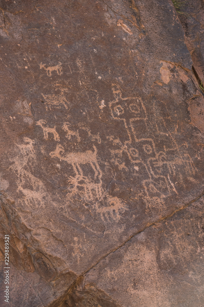 Obraz premium old petroglyph rock carving