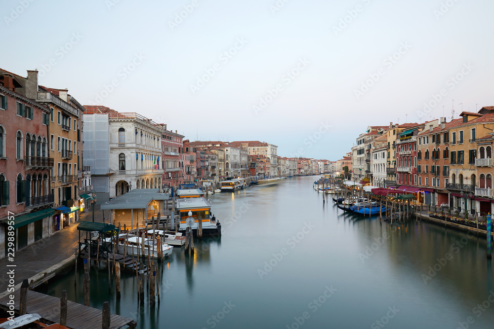 Grand Canal in Venice, clear sky in summer in Italy, nobody