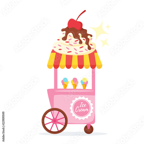 Ice-cream cart. Vector illustration