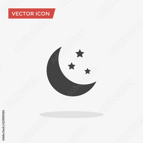 Moon Icon in trendy flat style isolated on grey background. Nighttime symbol for your web site design, logo, app, UI. Vector illustration, EPS10.