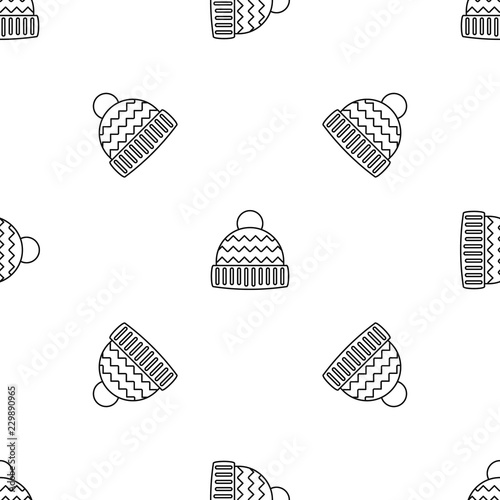 Winter hat pattern seamless vector repeat geometric for any web design