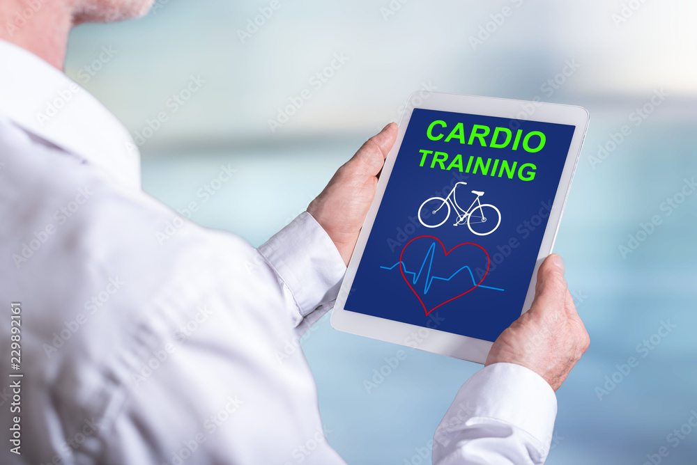 Cardio training concept on a tablet Cardio training concept on a tablet