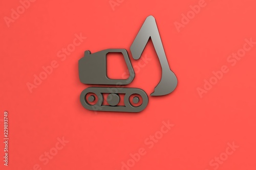 brown 3D illustration and red background