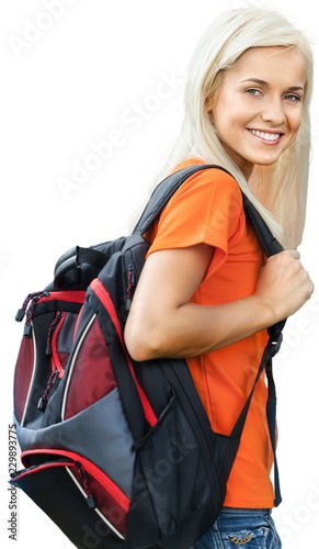 Portrait of a Smiling Student with Backpack